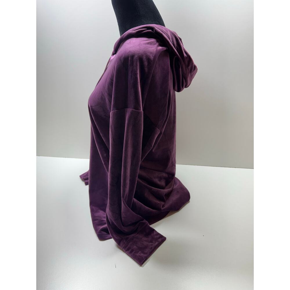 Pure Jill Velour Hoodie Medium Plum Purple Velvet Sz Medium Casual Oversized - Picture 2 of 9